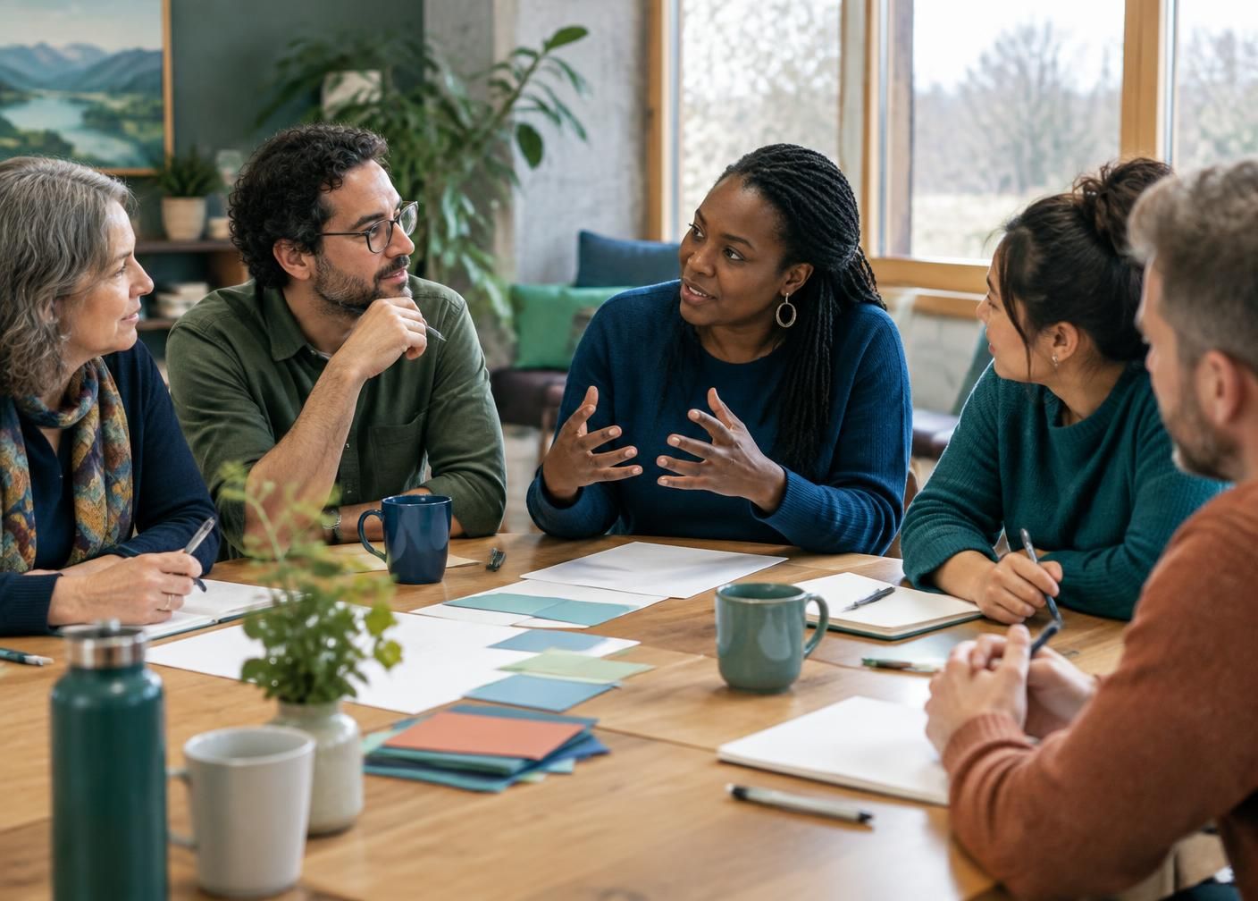 Colleagues in a bermline-style collaborative workshop
